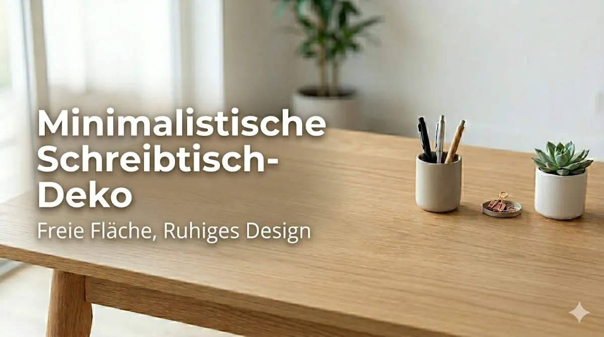 Minimalistische Schreibtisch-Deko-Accessoires mit freier Fläche auf einem sauberen Tisch angeordnet