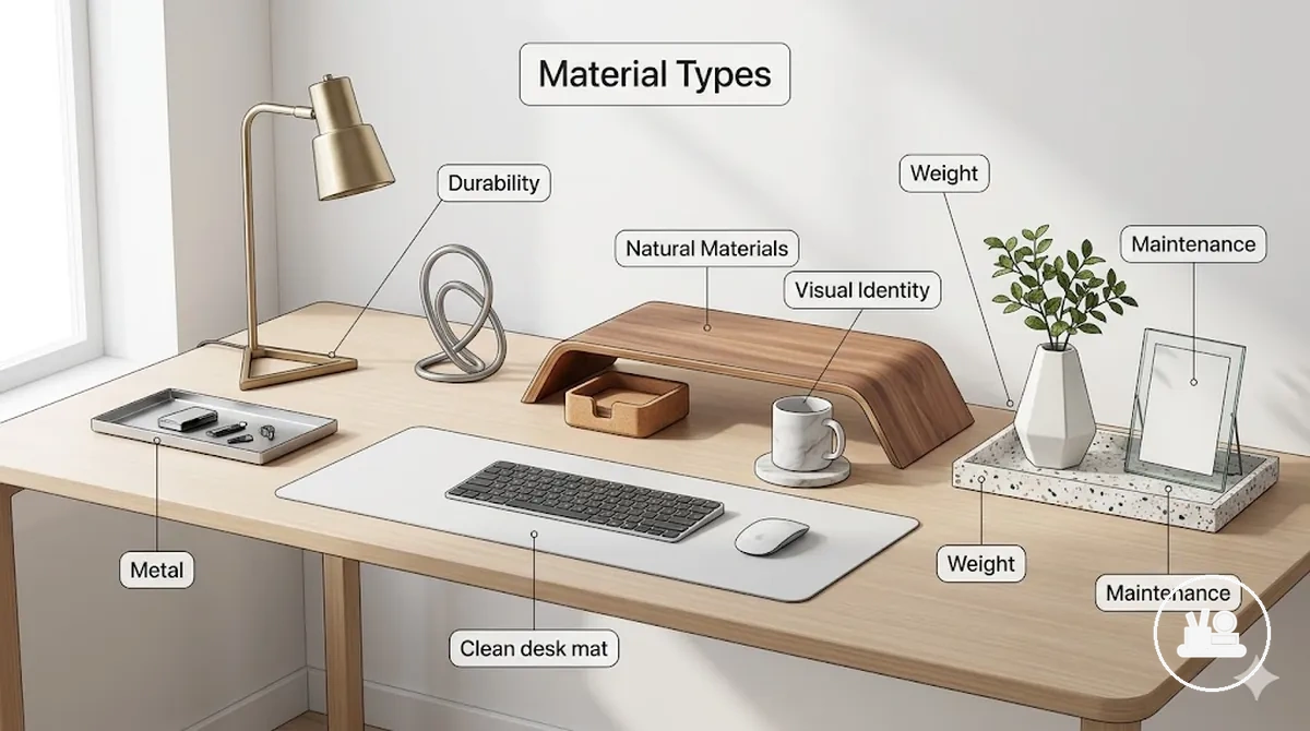 Materialarten von Schreibtisch-Deko-Accessoires mit funktionaler und visueller Wirkung in der Arbeitsplatzgestaltung