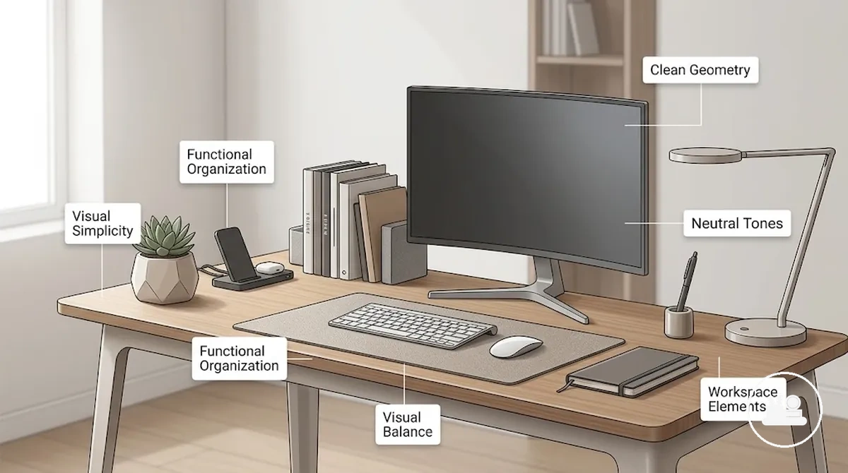 Modern workspace accessories with clean lines and organized visual structure