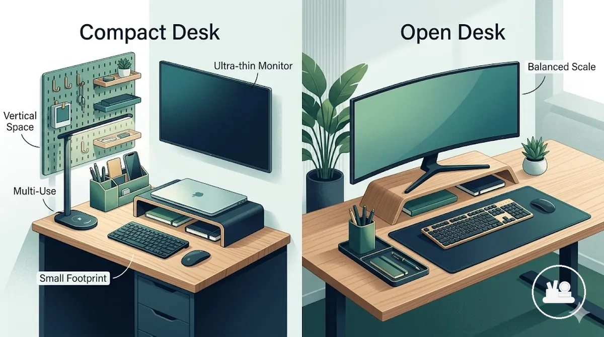 Compact and space-efficient desk decor accessories for different desk sizes