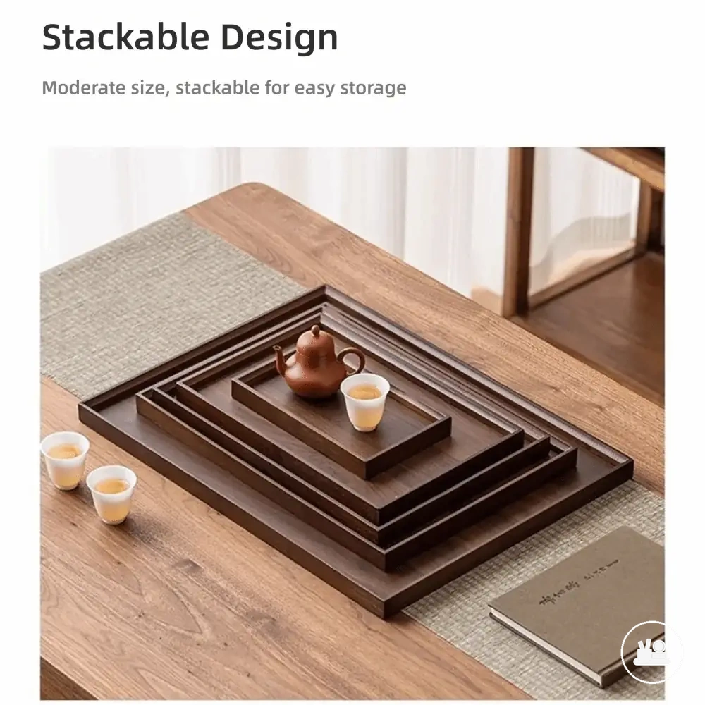 Bandeja rectangular de bambú natural para almacenamiento y decoración de sobremesa