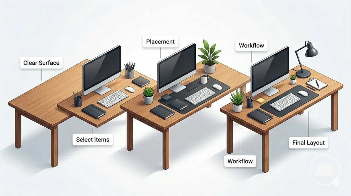 Processo estruturado para organizar acessórios decorativos de mesa